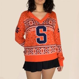 Tipsy Elves Syracuse Large Spirit V-Neck Sweater